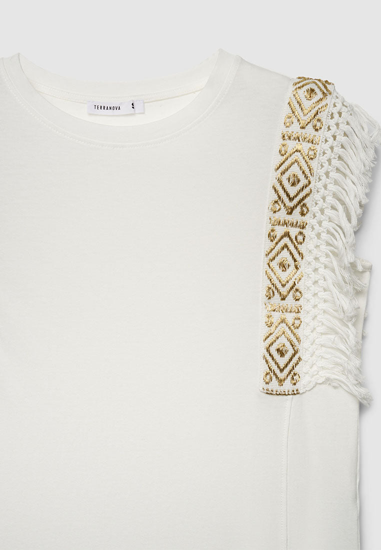 Women's Loose-fitting T-shirt with Embroidery