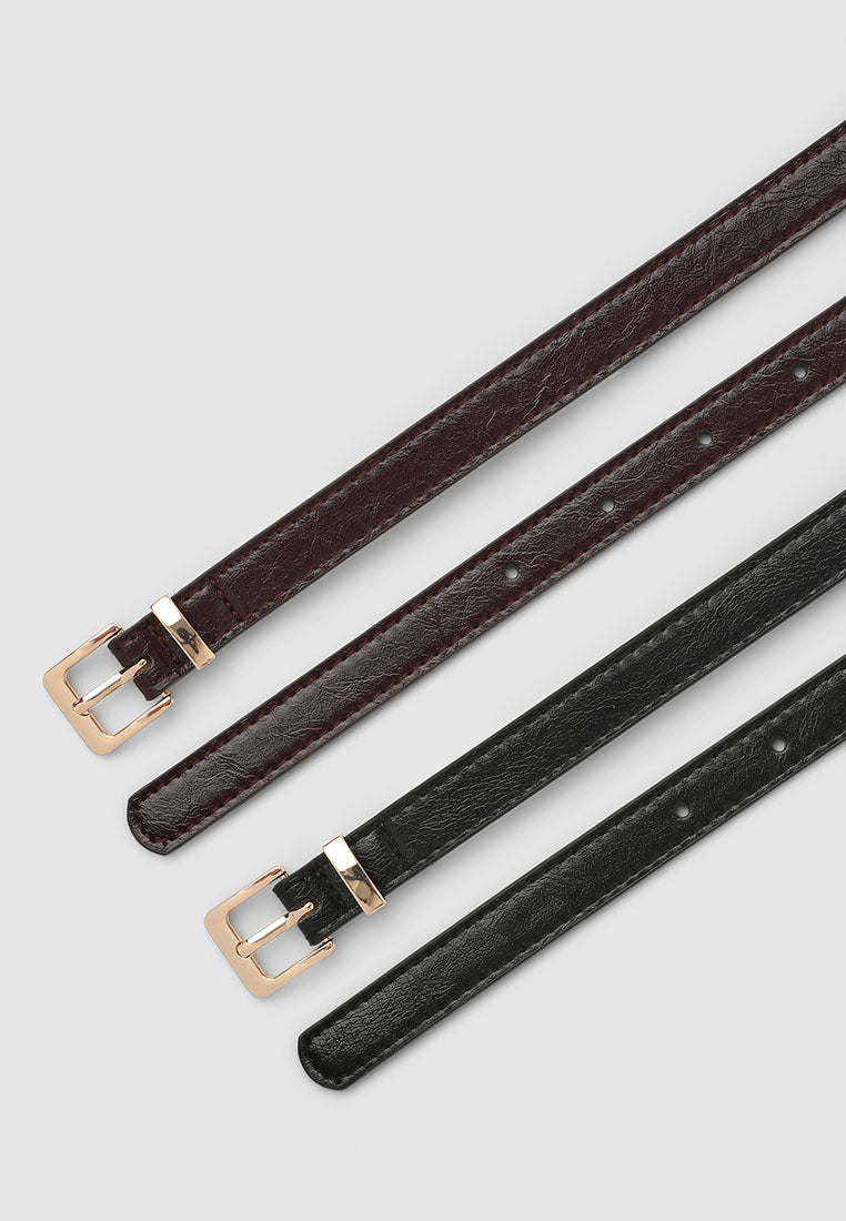 Women's Pack of 2 plain low-rise belts