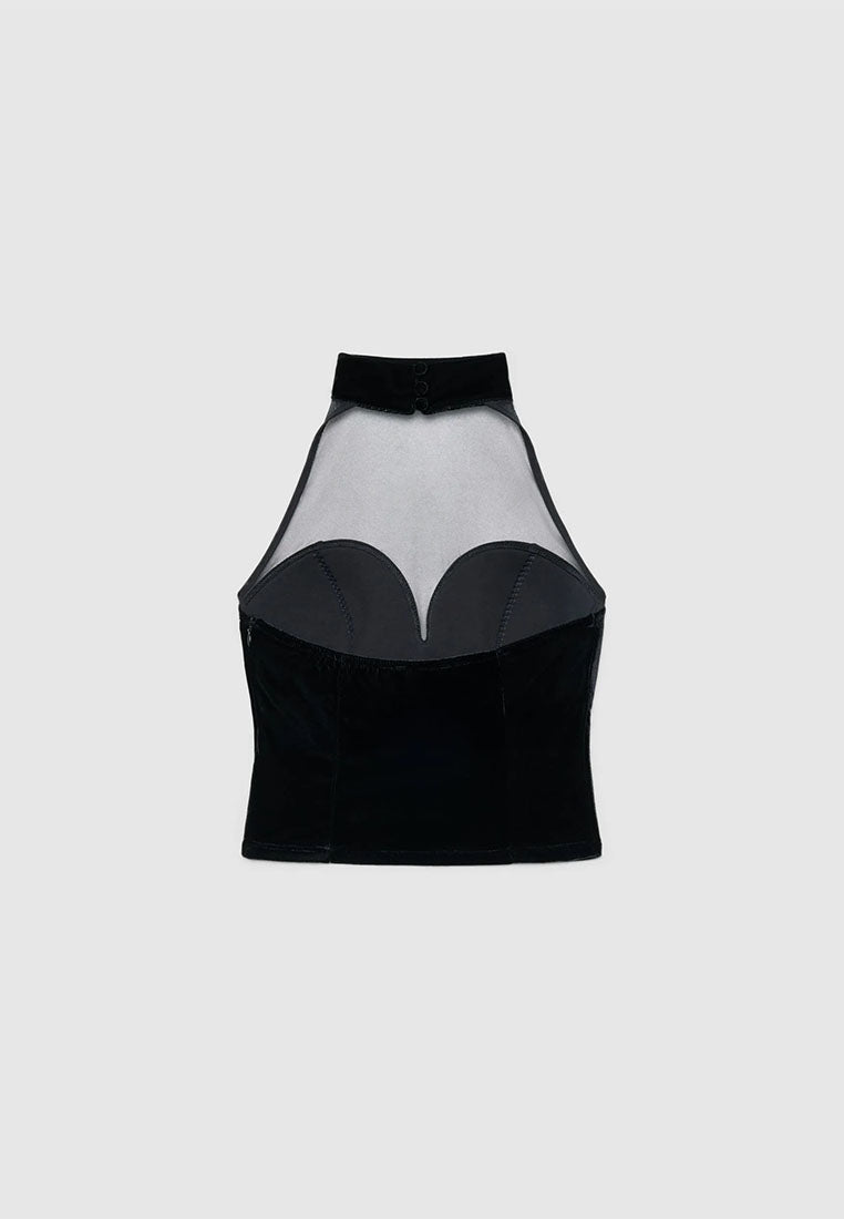 Women's Halter top with tulle insert