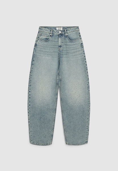 Women's Sparkly Barrel Leg Tapered Jeans