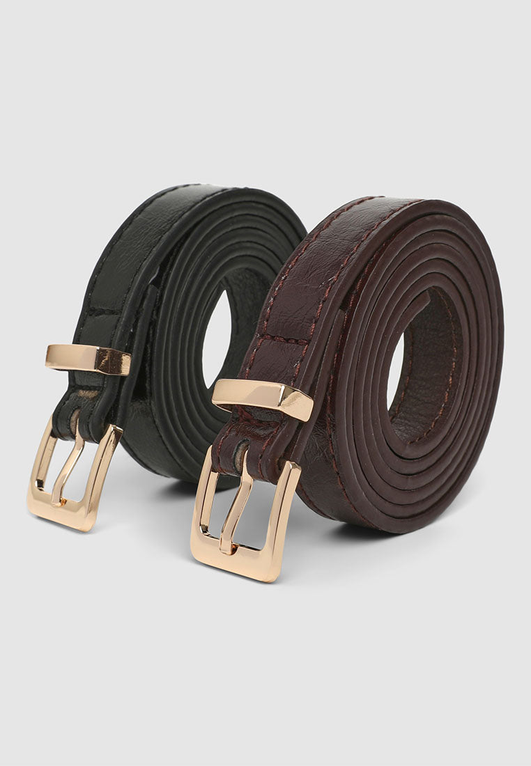 Women's Pack of 2 plain low-rise belts