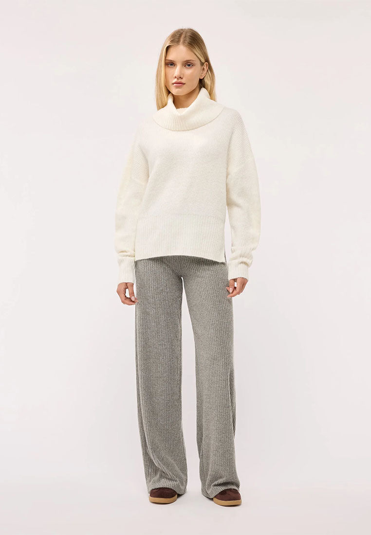 Women's Ribbed Maxi Wide Leg Trousers