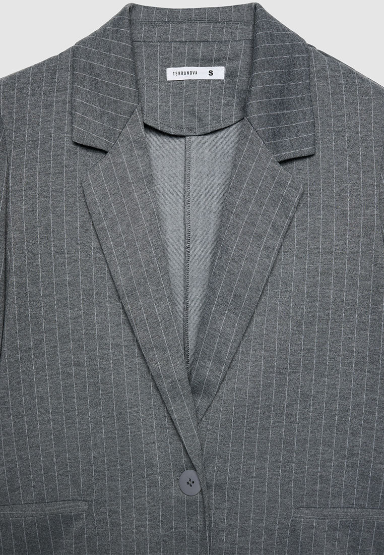 Women's Relaxed Fit Pinstriped Blazer
