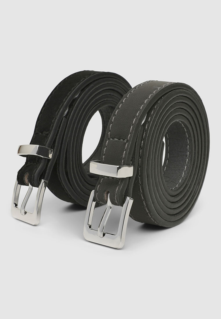 Women's Pack of 2 plain low-rise belts