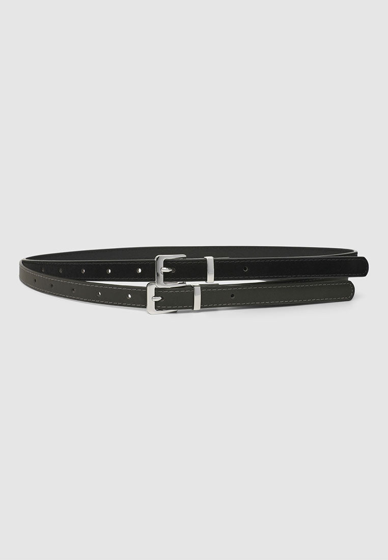 Women's Pack of 2 plain low-rise belts