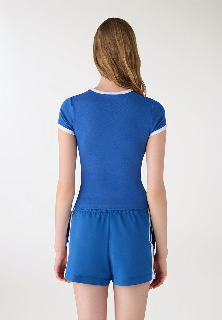 Women's Crop Short Sleeves Printed T-Shirt