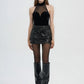 Women's Halter top with tulle insert