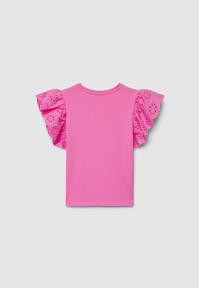 Sangallo Ruffle Sleeve T-Shirt for Girls