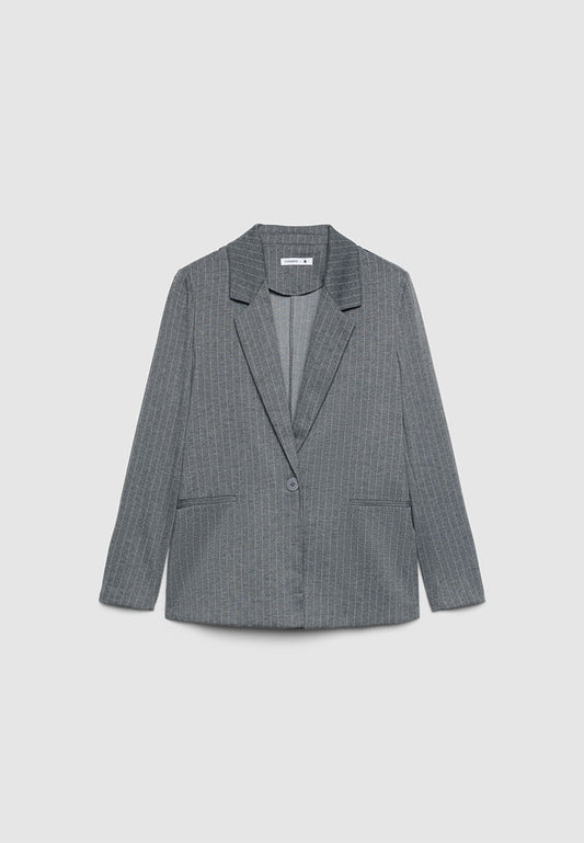 Women's Relaxed Fit Pinstriped Blazer