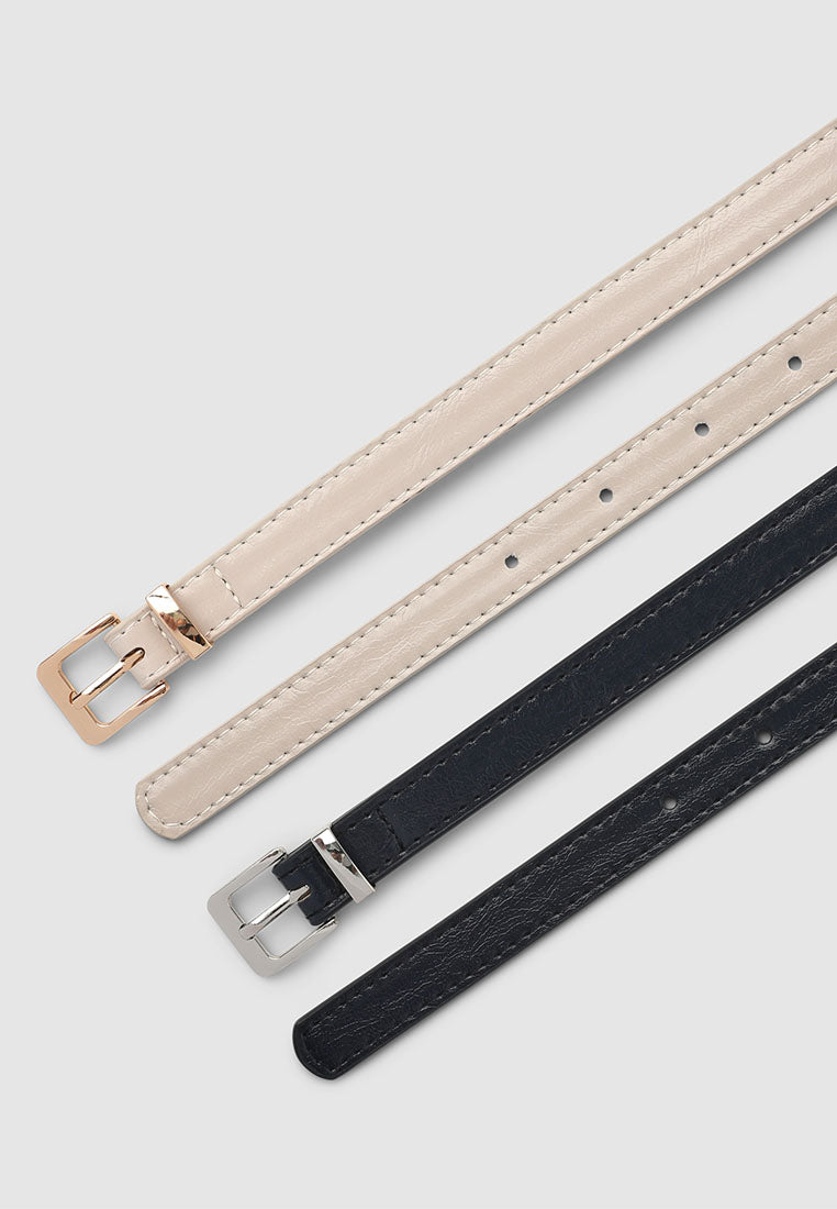 Women's Pack of 2 plain low-rise belts