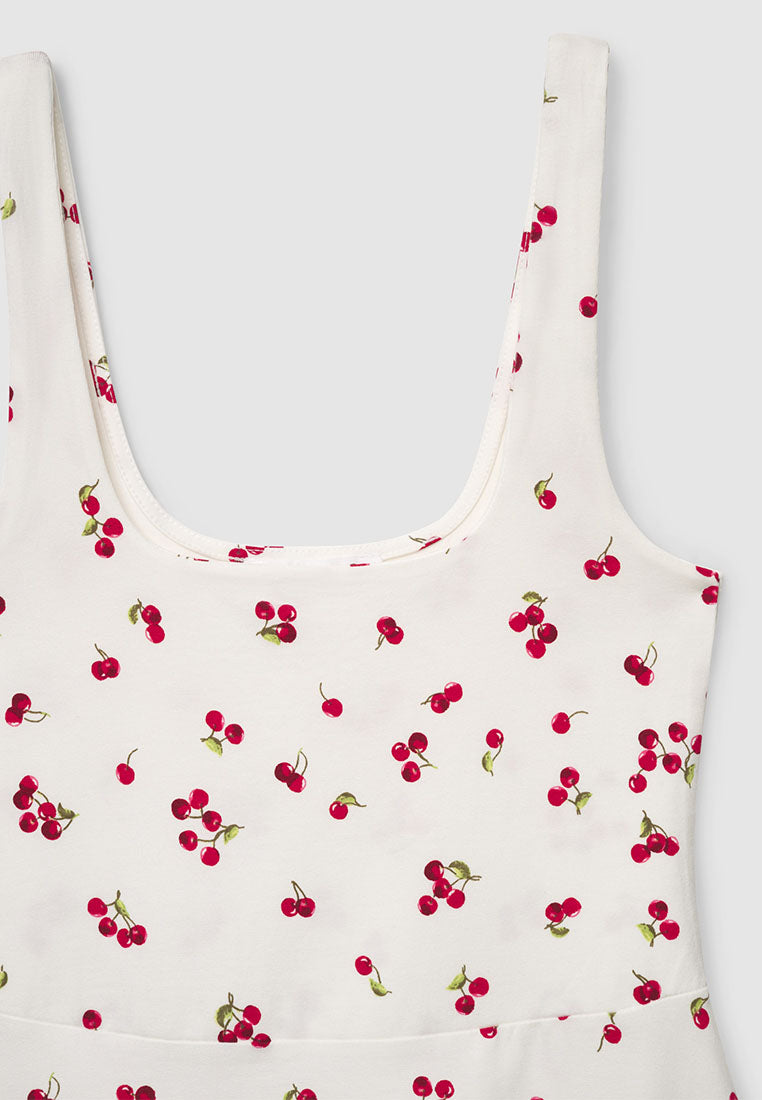 Women's Cherry Print Fit & Flare Mini Dress