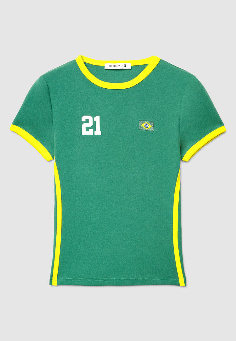 Women's Crop Short Sleeves Printed T-Shirt