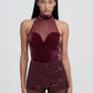Women's Halter top with tulle insert