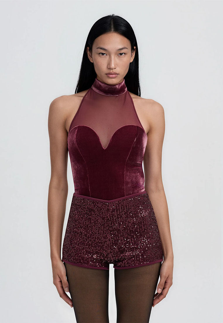 Women's Halter top with tulle insert