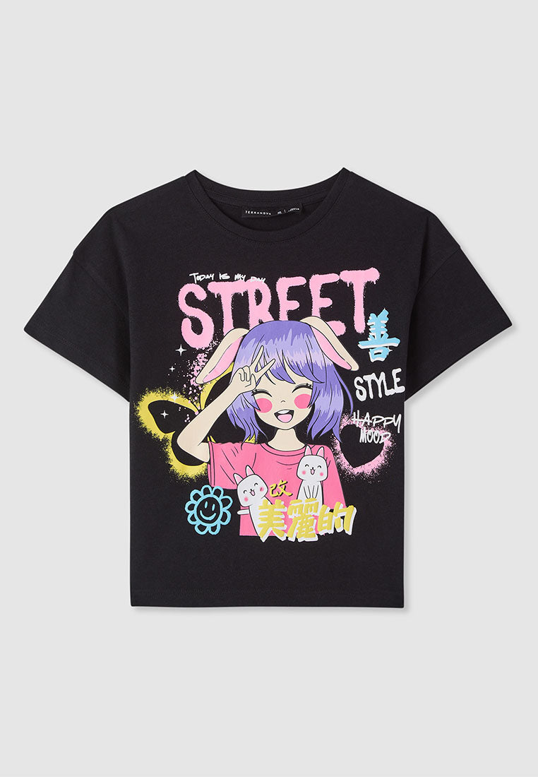 Kids Girls Short-sleeved T-shirt