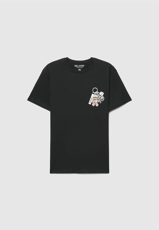 Men's Teddy Bear Keychain Relaxed Graphic T-Shirt