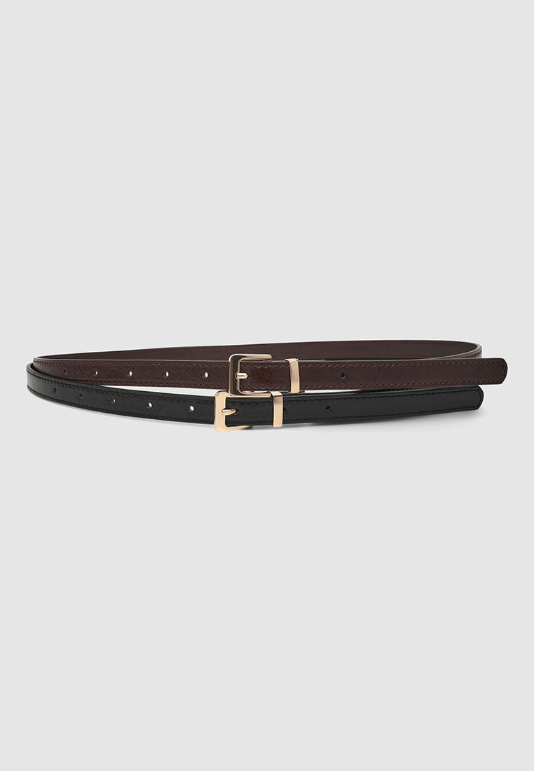 Women's Pack of 2 plain low-rise belts