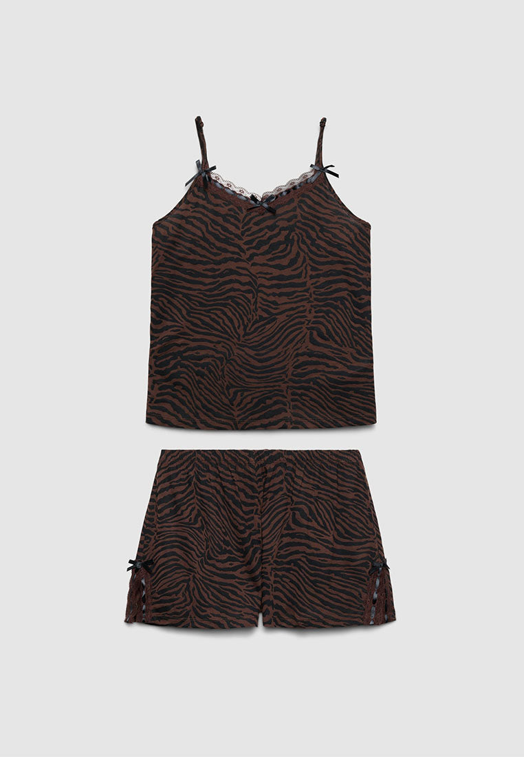 Women's Zebra Lace print Pajama Set