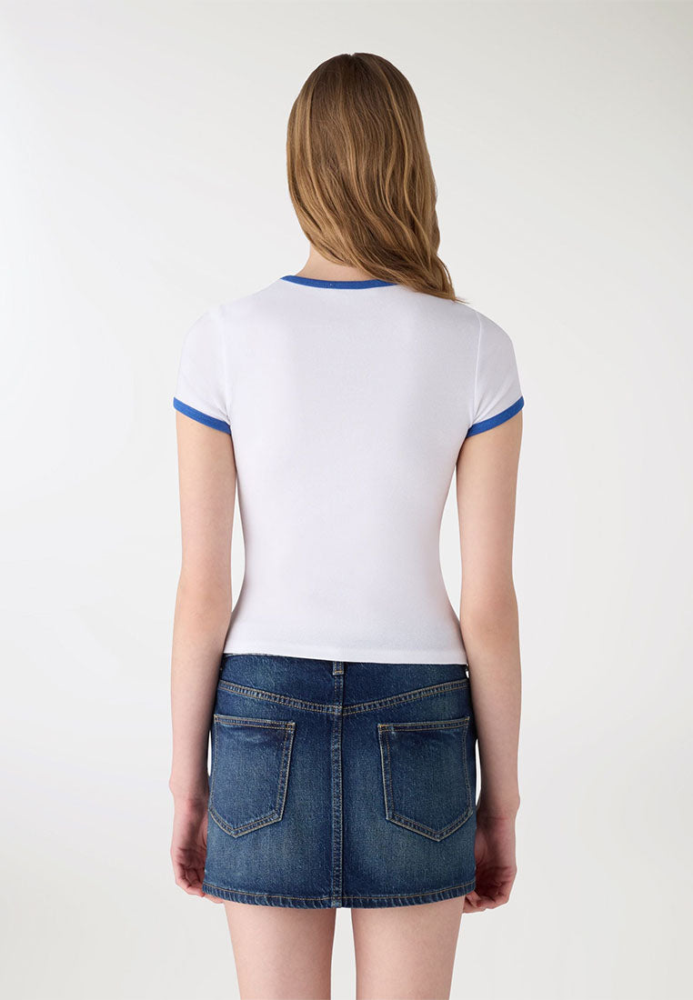 Women's Crop Short Sleeves Printed T-Shirt