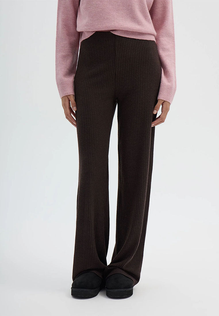 Women's Ribbed Maxi Wide Leg Trousers