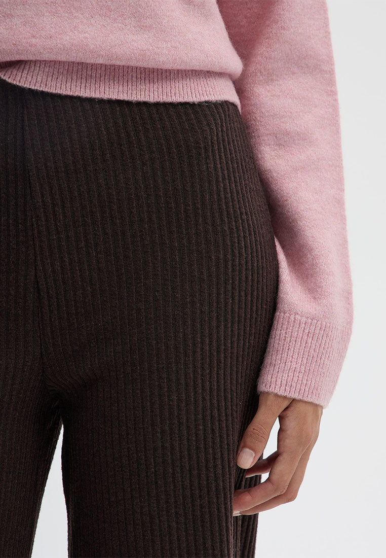 Women's Ribbed Maxi Wide Leg Trousers