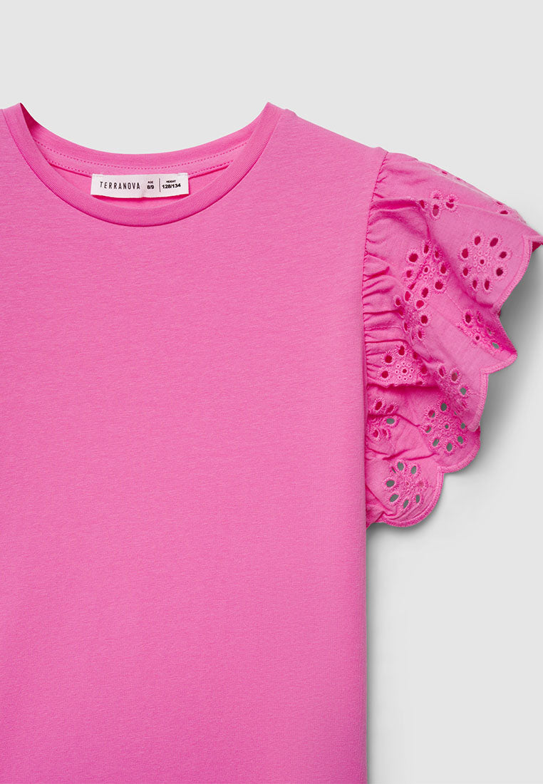 Sangallo Ruffle Sleeve T-Shirt for Girls