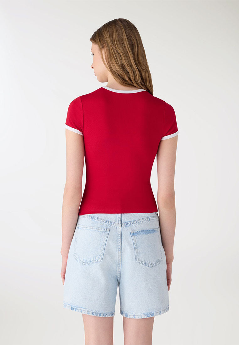 Women's Crop Short Sleeves Printed T-Shirt