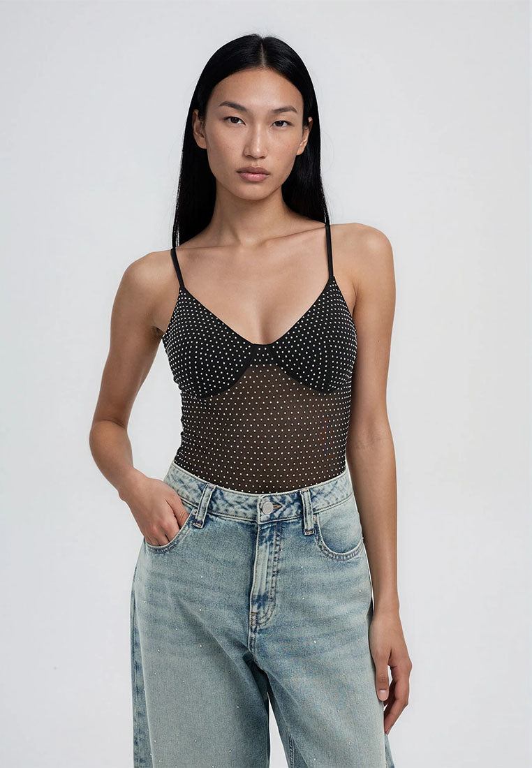 Women's Bodysuit with cups and rhinestones