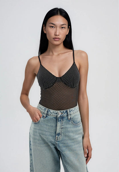Women's Bodysuit with cups and rhinestones