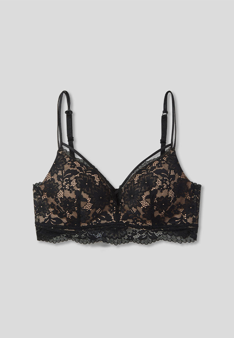 Women's Strappy Floral Lace Longline Bralette