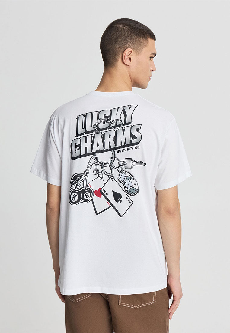 Men's Double-sided dice and card Print Tee