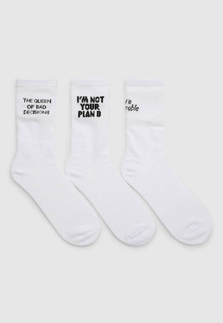 Women's Pack of 3 socks with writings