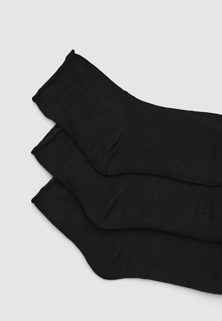 Women's Pack of 3 plain socks with raw edge trim
