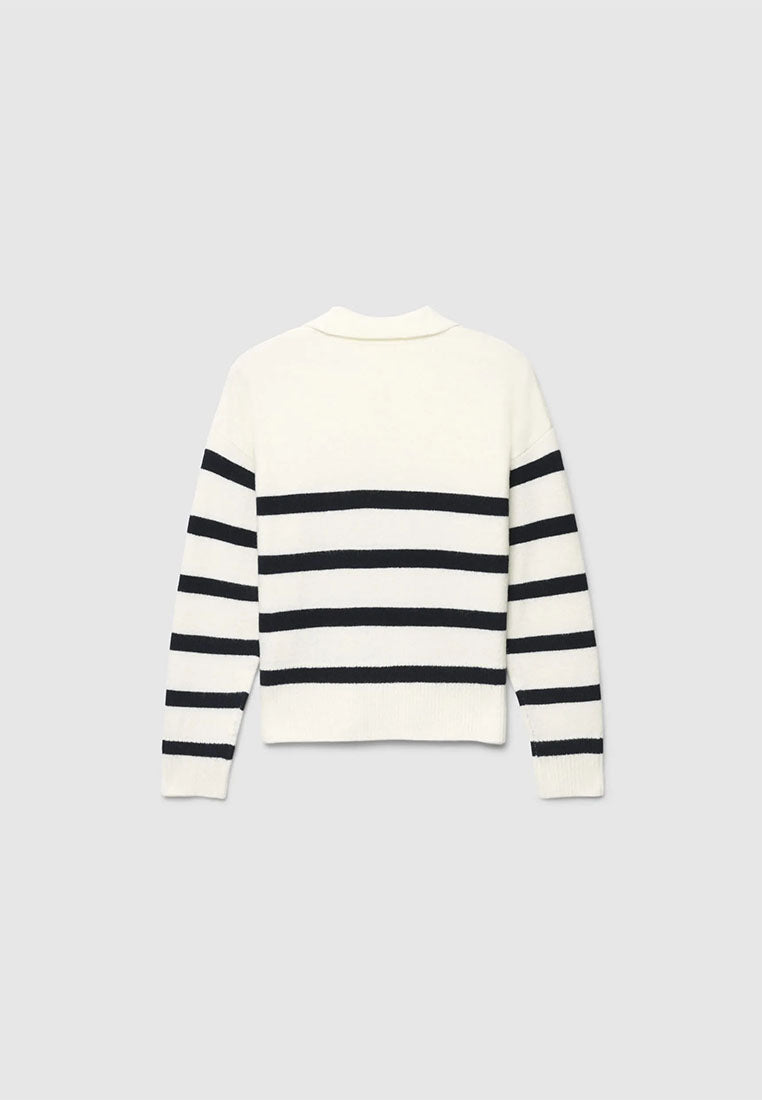Women's Striped polo collar sweater