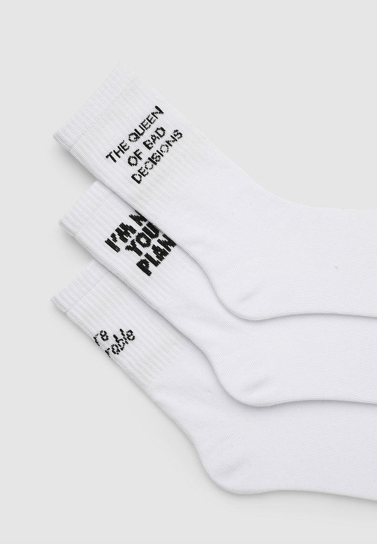 Women's Pack of 3 socks with writings