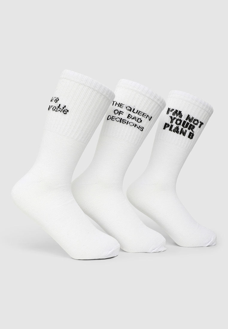 Women's Pack of 3 socks with writings
