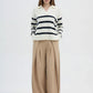 Women's Striped polo collar sweater