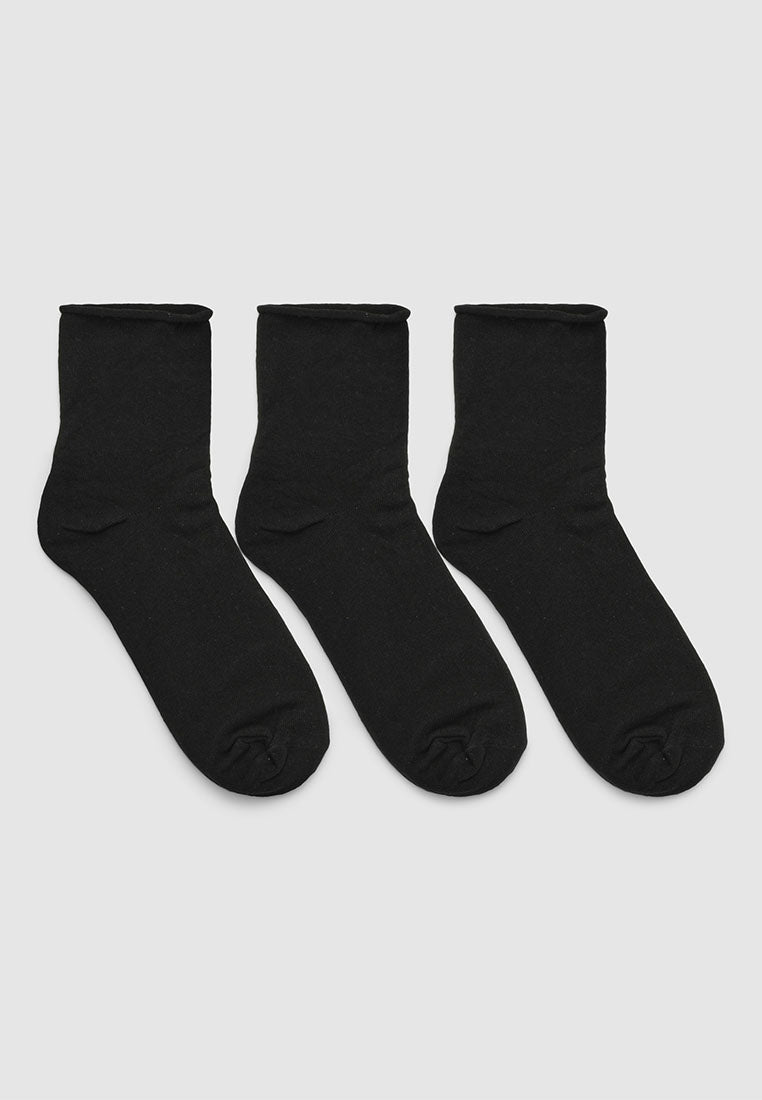 Women's Pack of 3 plain socks with raw edge trim