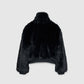 Women's Long faux fur bomber with zip closure