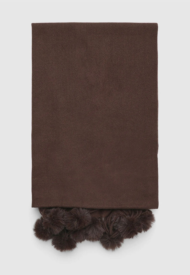 Women's Maxi scarf with pom pom and fringes