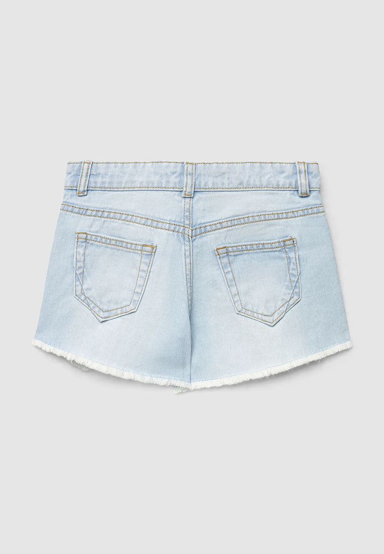 Ripped Five Pocket Denim Shorts for Girls