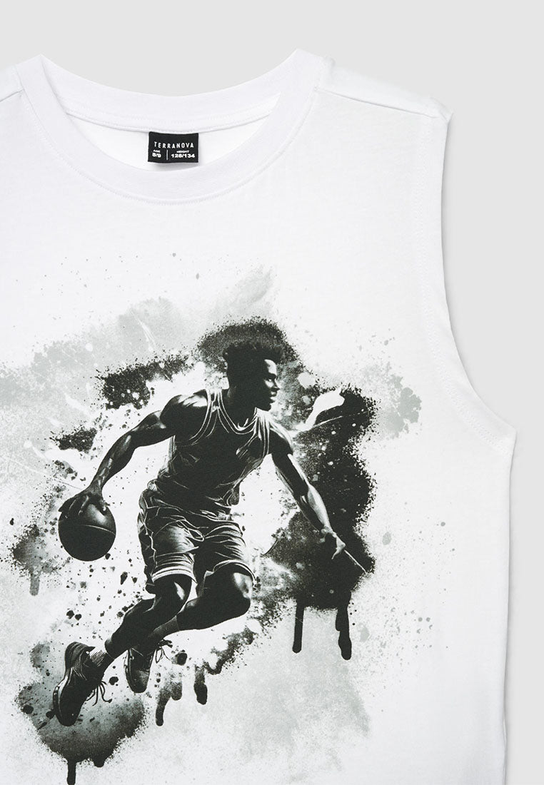 Basketball Print Tank Top for Boys
