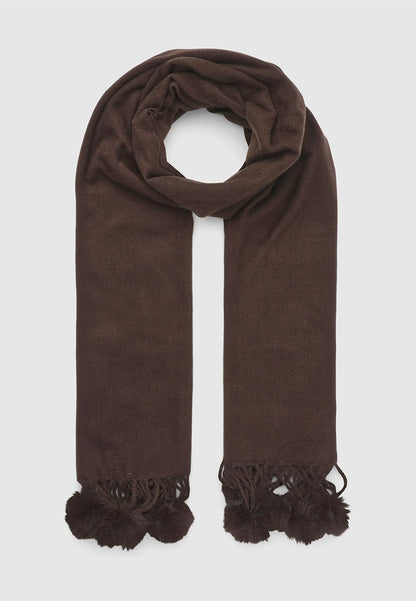 Women's Maxi scarf with pom pom and fringes
