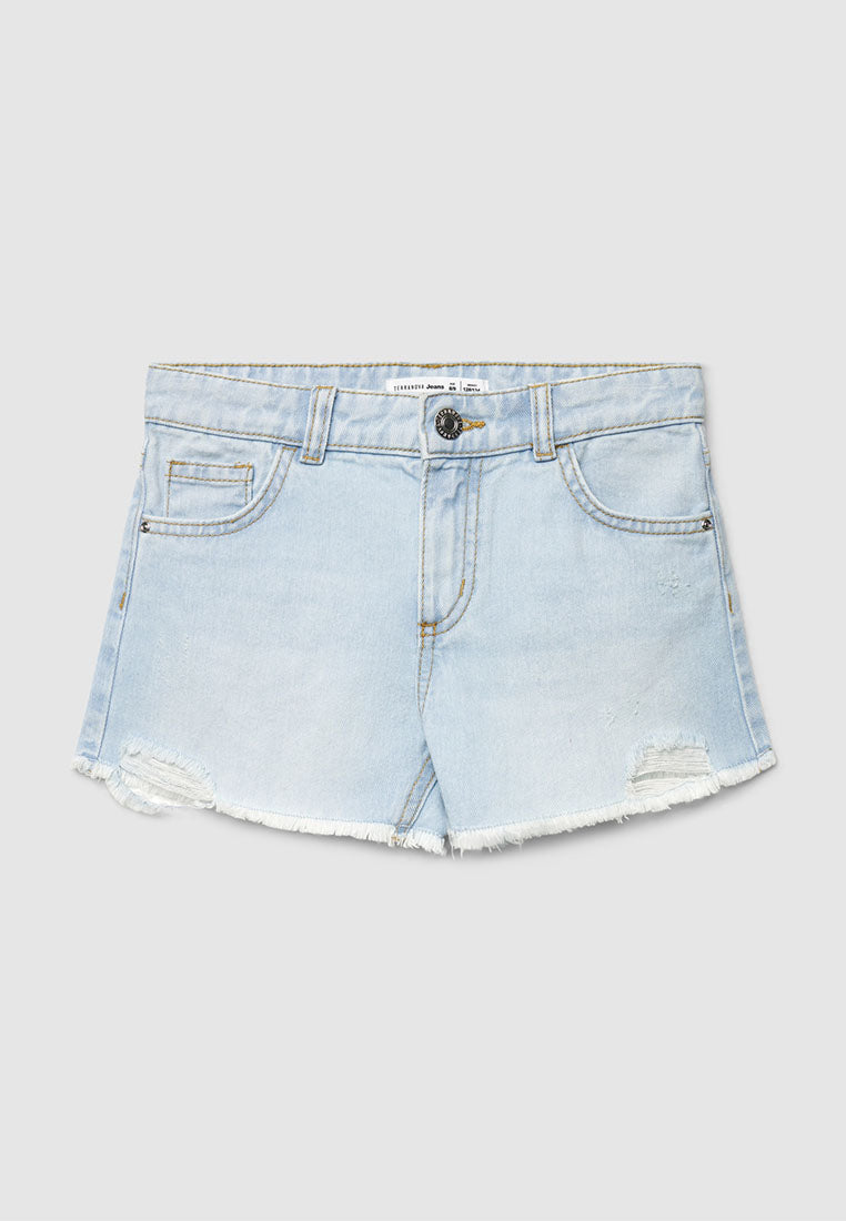 Ripped Five Pocket Denim Shorts for Girls