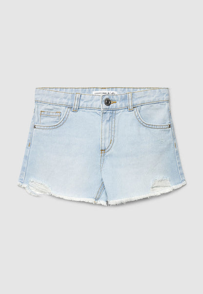 Ripped Five Pocket Denim Shorts for Girls
