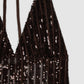 Women's Deep V-Neck Sequin Halter Top