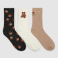 Women's Pack of 3 pairs of socks with teddy bear print