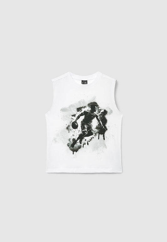 Basketball Print Tank Top for Boys