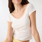 Women's V-neck Lace Trim Short Sleeves T-Shirt