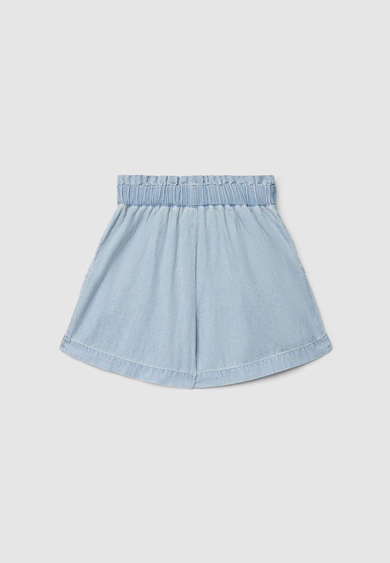 High waisted Elastic Denim Shorts for Girls